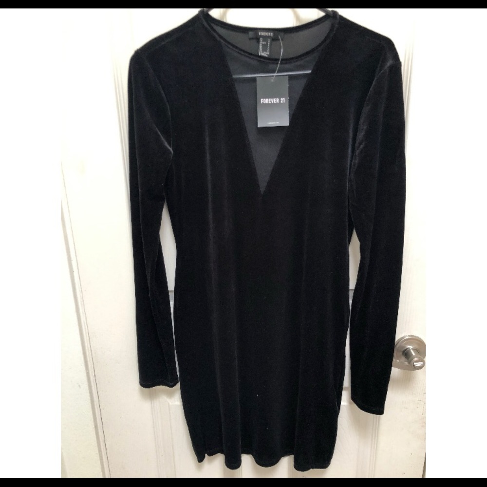 Forever 21 Black Velvet & Mesh Dress